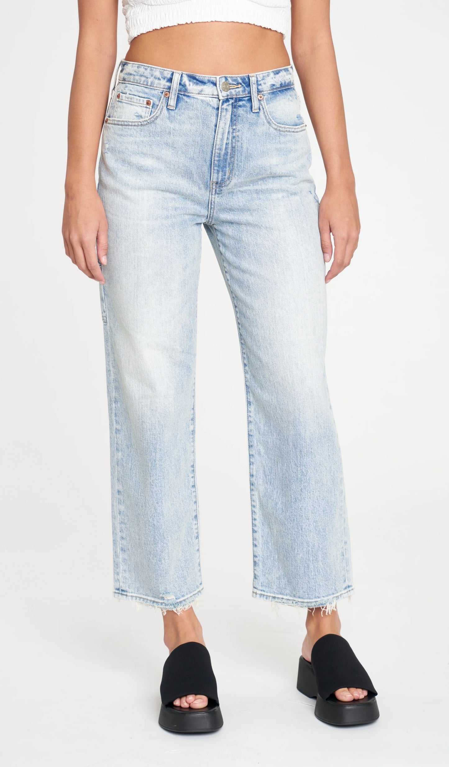 SUNDAZE DAD JEANS | HIGH RISE UTILITY CROP | SUN KISSED VINTAGE WASH