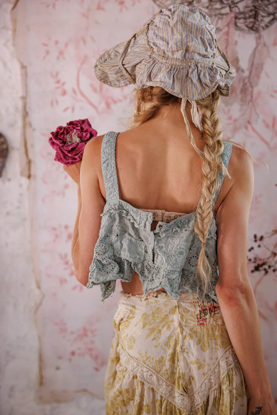 Magnolia Pearl TANK 402  Olive Eyelet Ruffle Cami