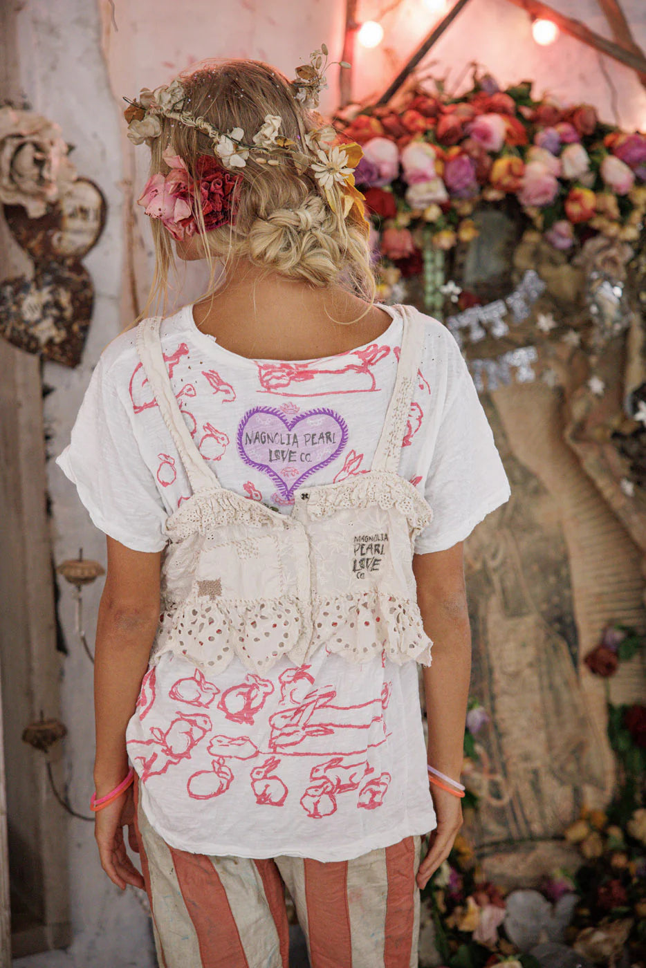 Magnolia Pearl TANK 402 Olive Eyelet Ruffle Cami