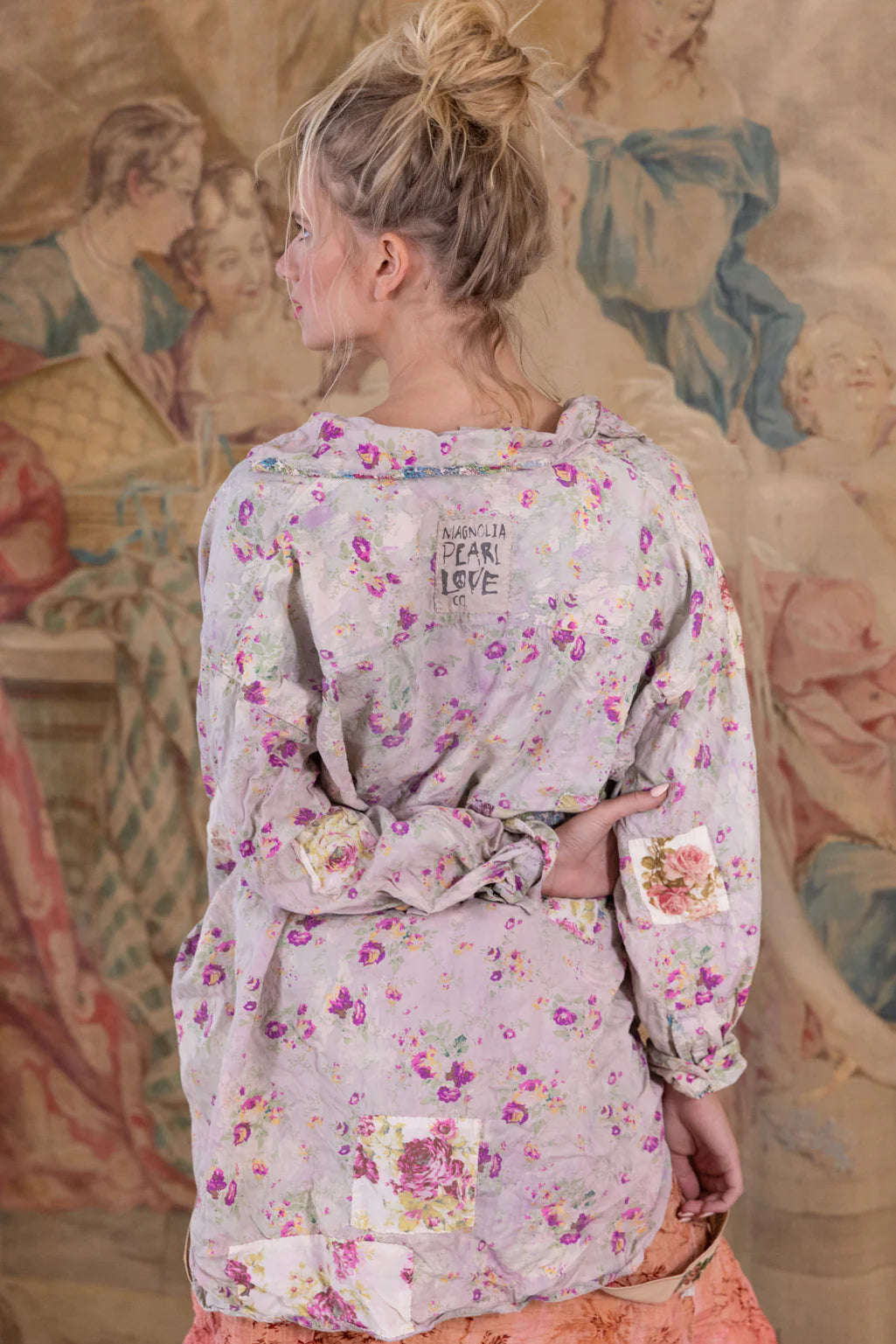 Magnolia Pearl TOP 1624 PREFL OS Printed Boyfriend Shirt Nikko