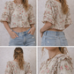 Paper Lace  Layered Ruffle Flower Print Top