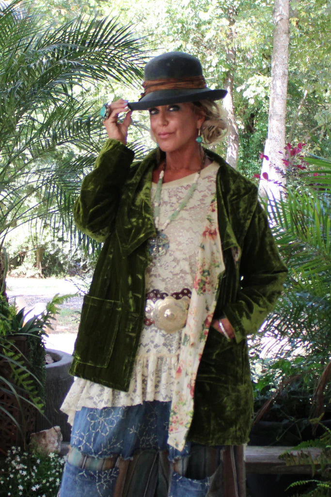 Evening Whisper Velvet Jacket Chartreuse
