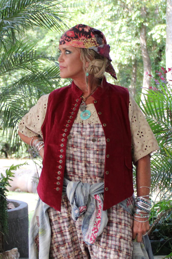 Mesmirized Vest - Scarlet Corduroy