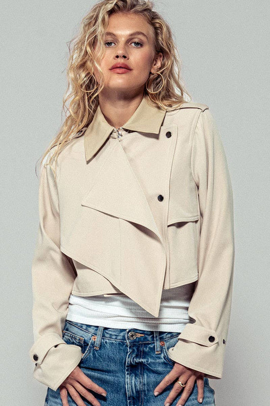 Criss Cross Lapel Crop Trench Coat