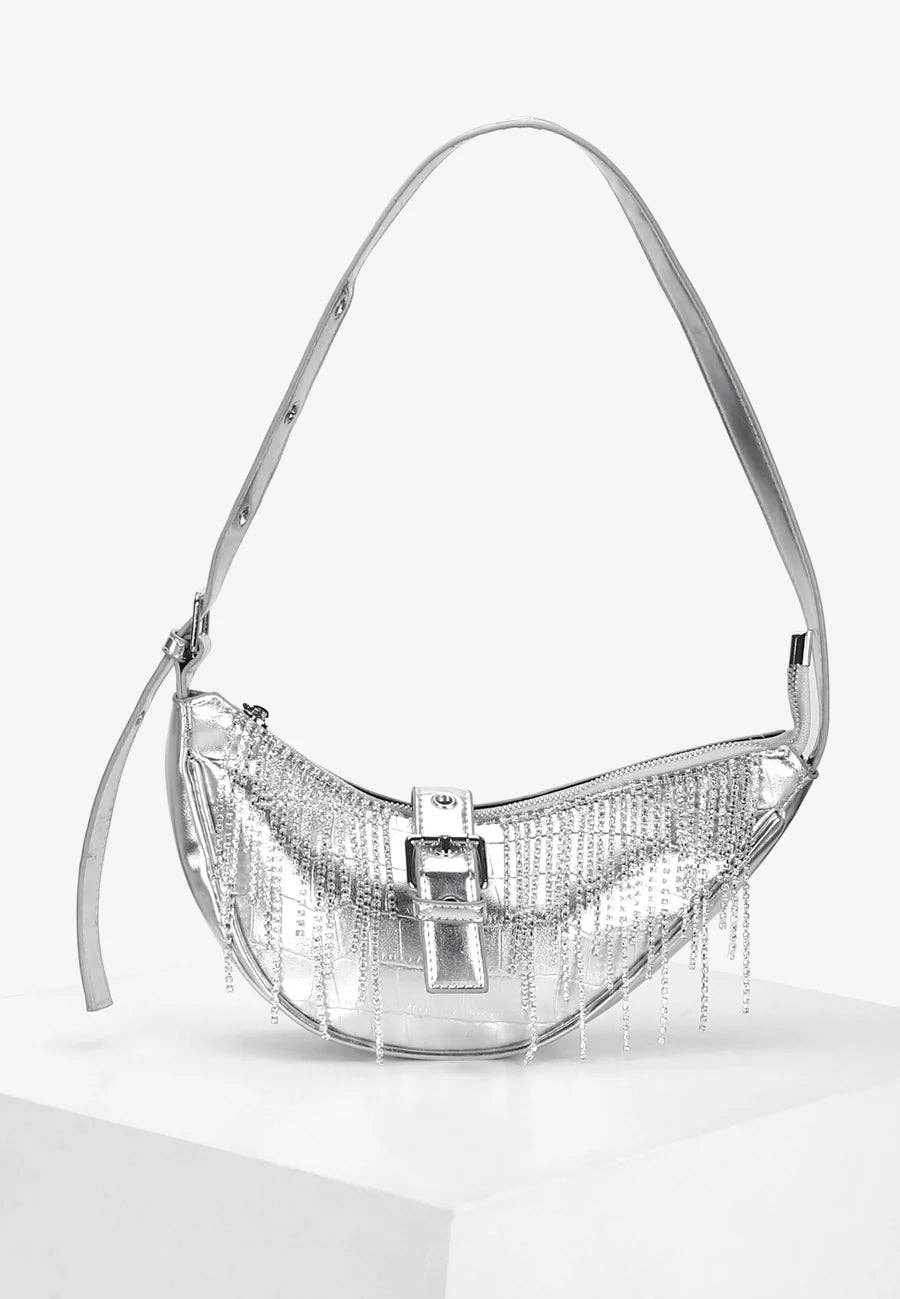 Silver Diamanté Shoulder Bag