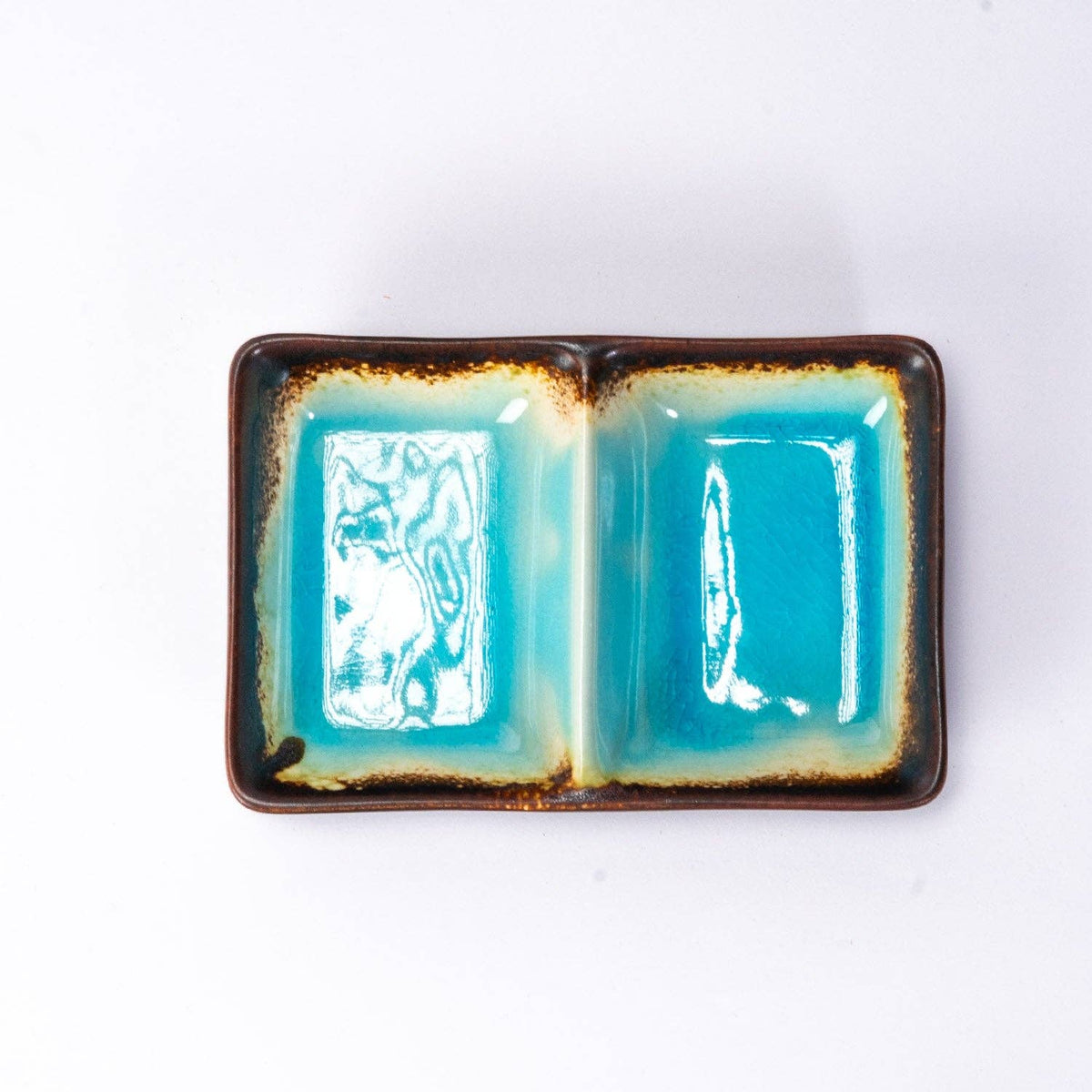 Aozora Kannyu Porcelain Divided Rectangle Sauce Dish (4 oz)