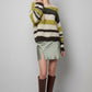 Brushed Stripe Knit Sweater in Multi Green