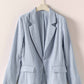 Dew Blue Open Front Soft Tailored Blazer