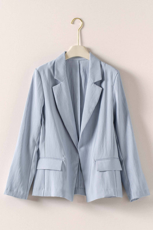 Dew Blue Open Front Soft Tailored Blazer