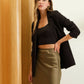 SATIN SLIP MIDI SKIRT: OLIVE