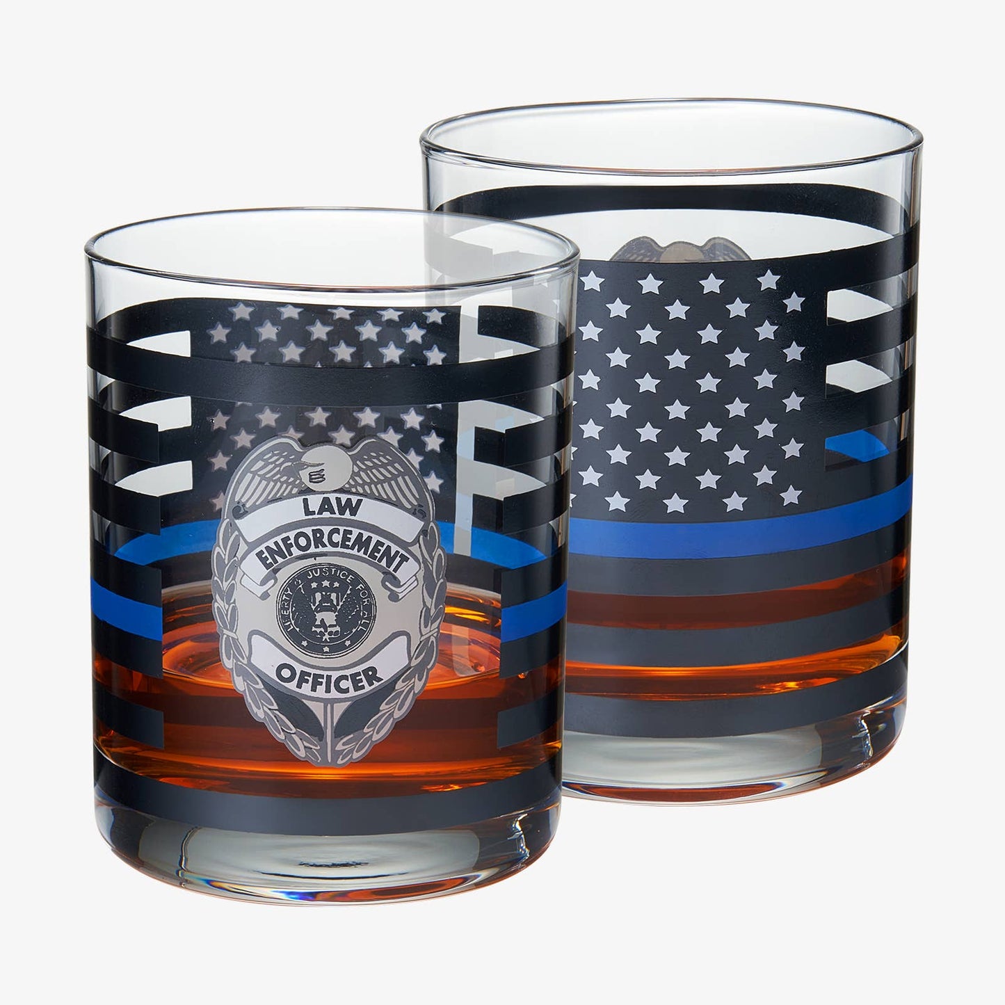 Police Whiskey Glasses | Set of 2 | 12 OZ