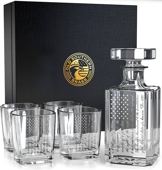 2nd Amendment Decanter Whiskey Glass Gift Set
