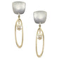 Tapered Square with Oval Hoop and Pearl Clip or Post Earring: Clip