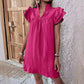 Multi-layer lotus sleeve V-neck long pullover dress