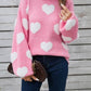 Fuzzy knit heart sweater: Pink