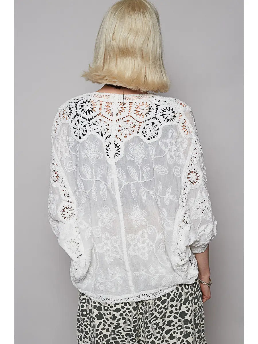 Crochet Woven Cardigan Top