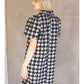 Ruffle  V Neck Houndstooth Dress