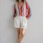 Sunset Stripe V-Cut Blouse