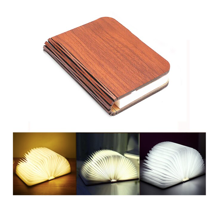 LED Wood Book Light: Walnut/S 10x8x2cm