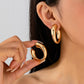 Bold Gold-Tone Chunky Tubular Open Hoop Earrings Gold