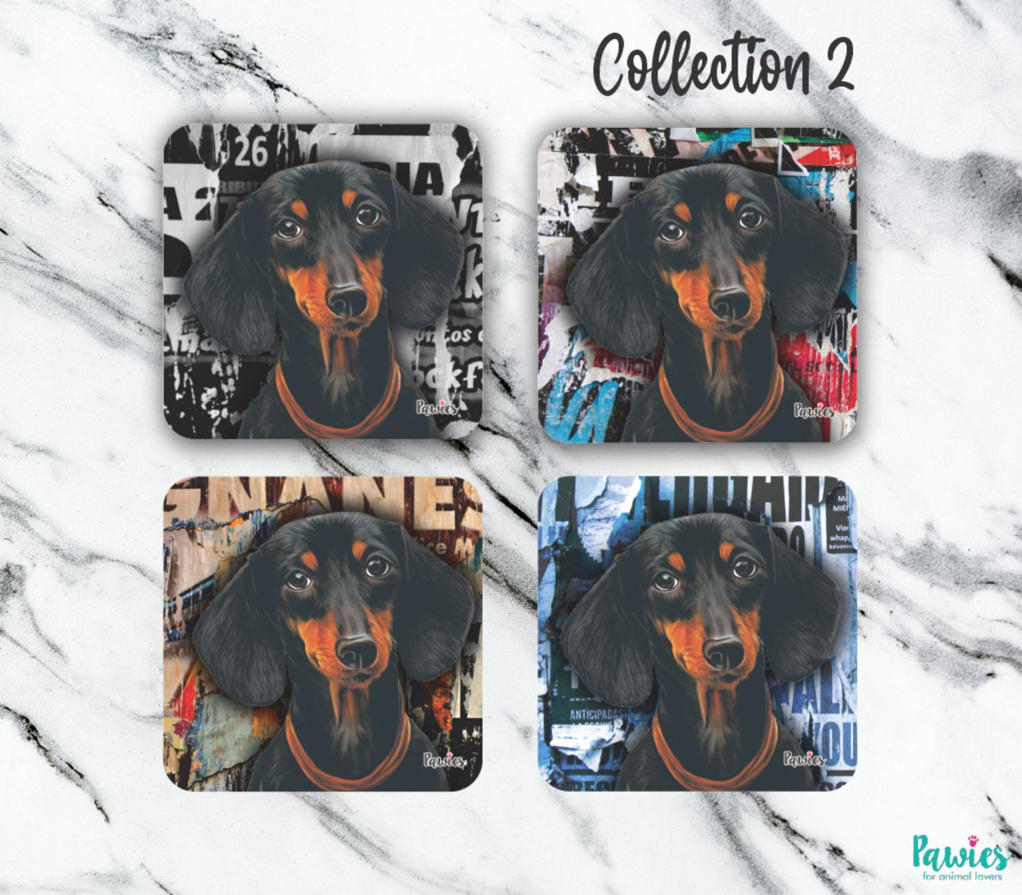 Dachshund Short Hair Black Set of 4 Coasters