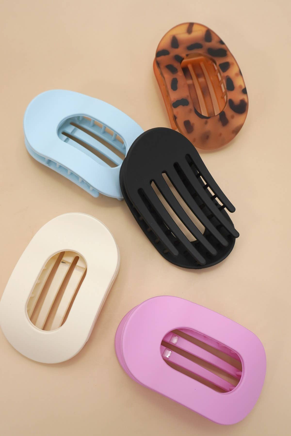 Tortise Flat Oval Hair Claw Clips