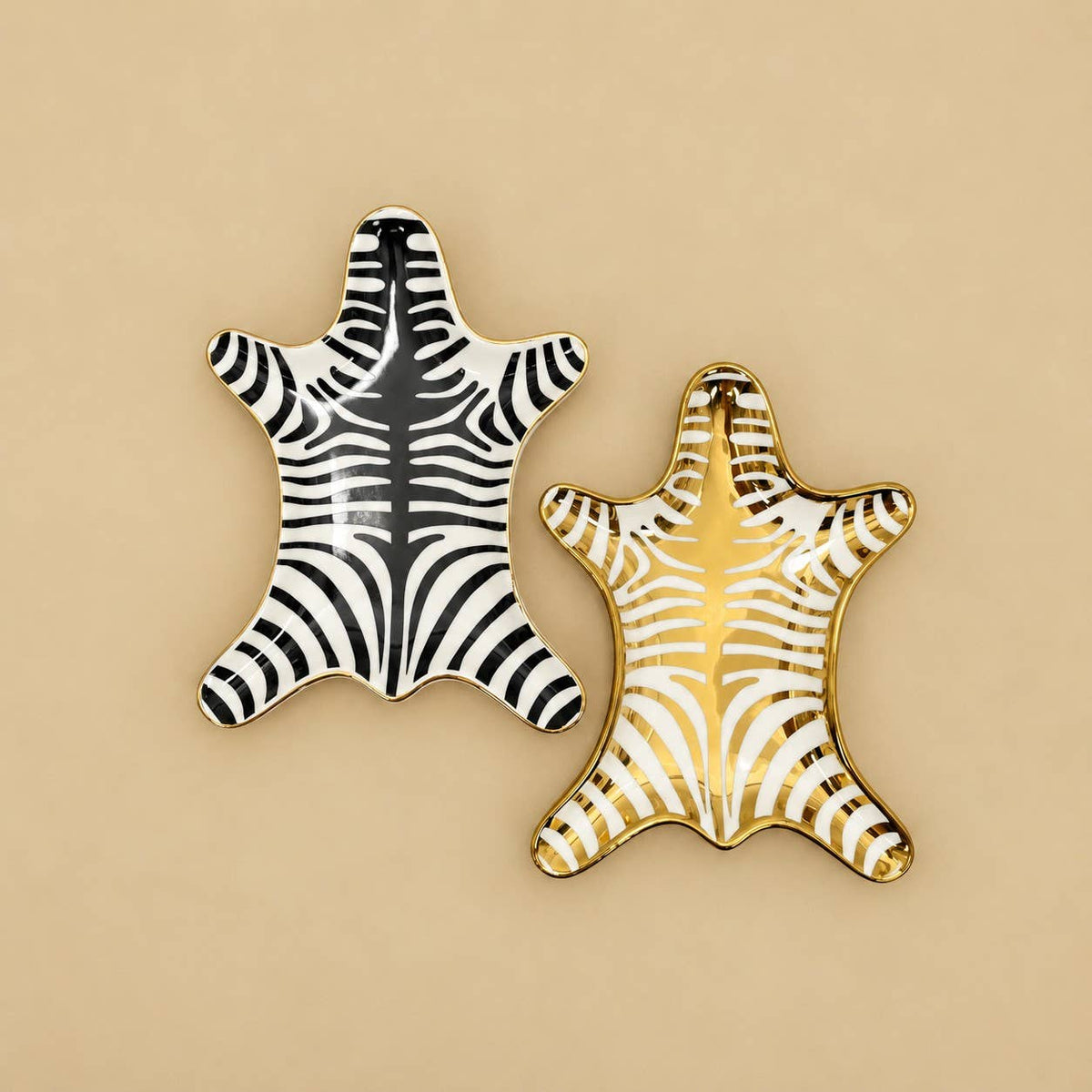 Zebra Print Ceramic Decorative Trinket Dish BLACK
