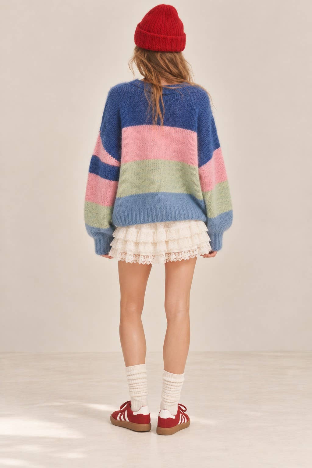 Pastel Colorblock Knit Sweater in Blue Multi