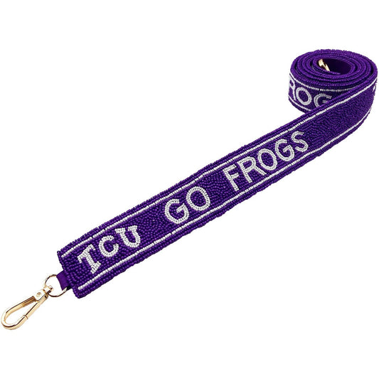 TCU GO FROGS BEADED BAG STRAP