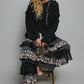 Oversize Fit V-neck Hooded Cable Knit Chenille Sweater  Black / L