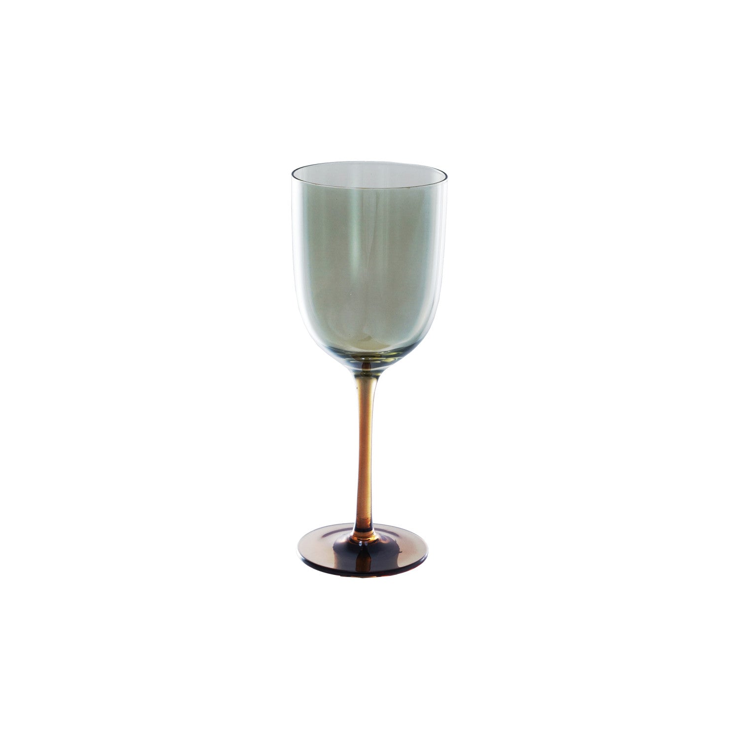 12 oz. Stemmed Wine Glass, Iridescent Finish, Amber Color & Green