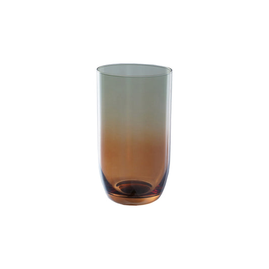 16 oz. Drinking Glass, Iridescent Finish, Amber Color & Green Ombre