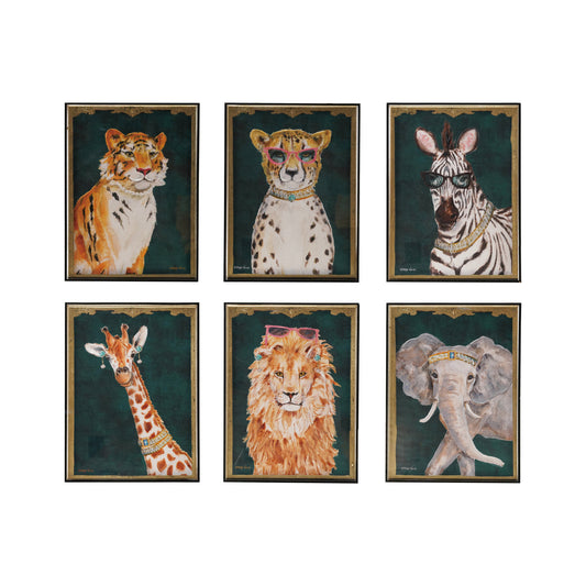 Hand-Painted Animals in Acrylic Box Frames