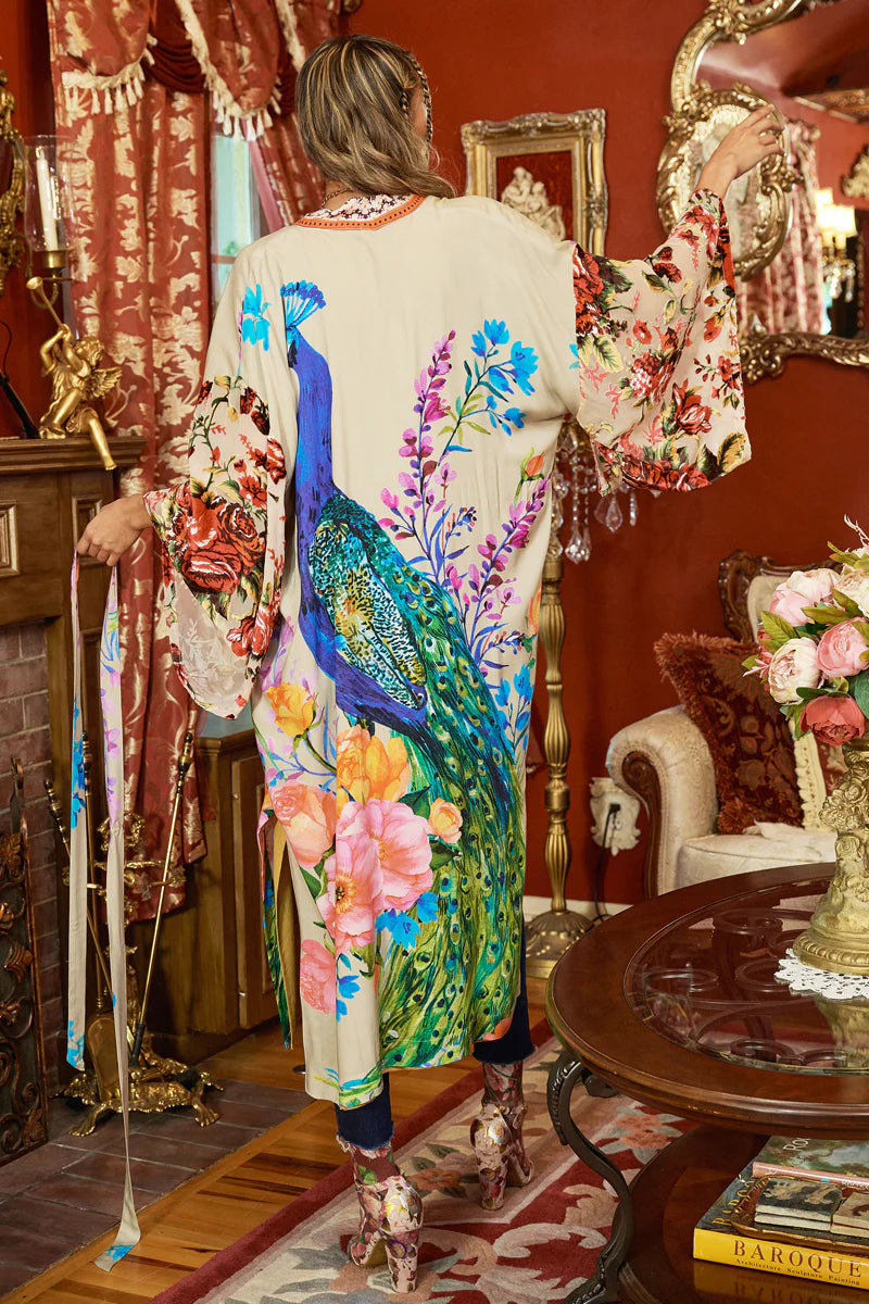 Aratta Soft Moon Peacock Fantasy Kimono
