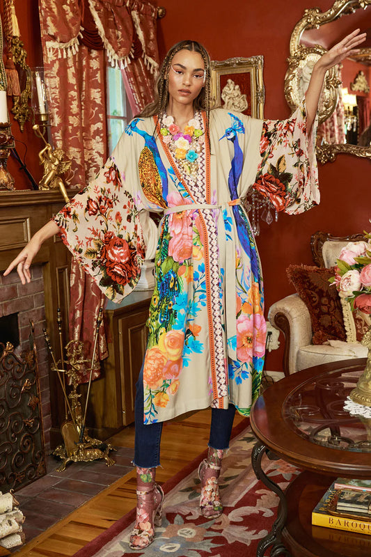 Aratta Soft Moon Peacock Fantasy Kimono