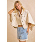 Preorder IVORY OVERSIZED CAPE SLEEVE CROPPED DENIM JACKET: IVORY