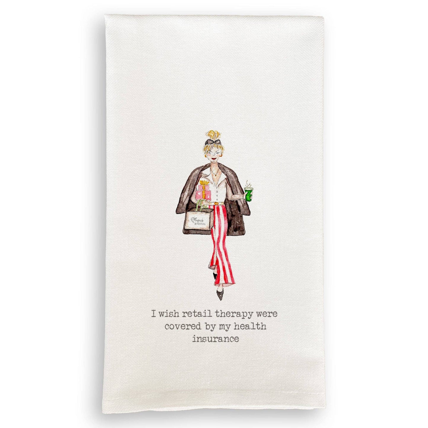 Retail Therapy Shopper Girl: Dishtowel