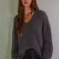 Knit Sweater V-Neck Charcoal