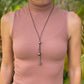 Lariat Leather Tahitian Pearl Necklace: Black