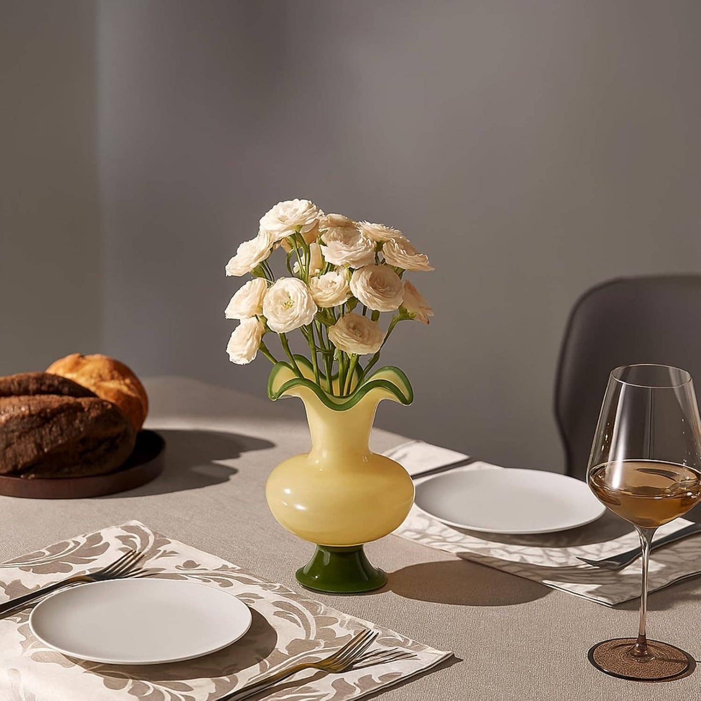 Verdant Bloom Hand-Blown Glass Flower Vase 