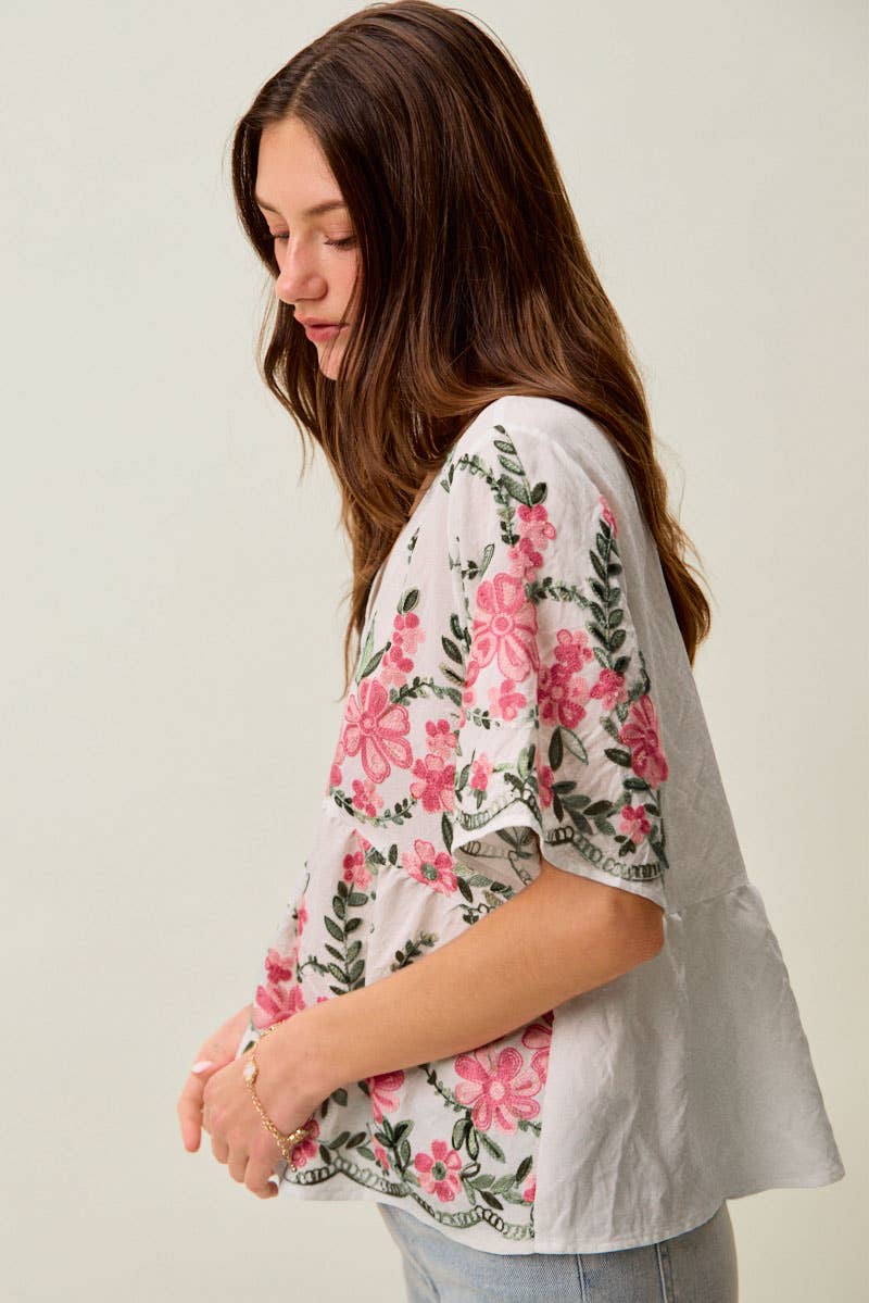 Embroidered Floral Blouse