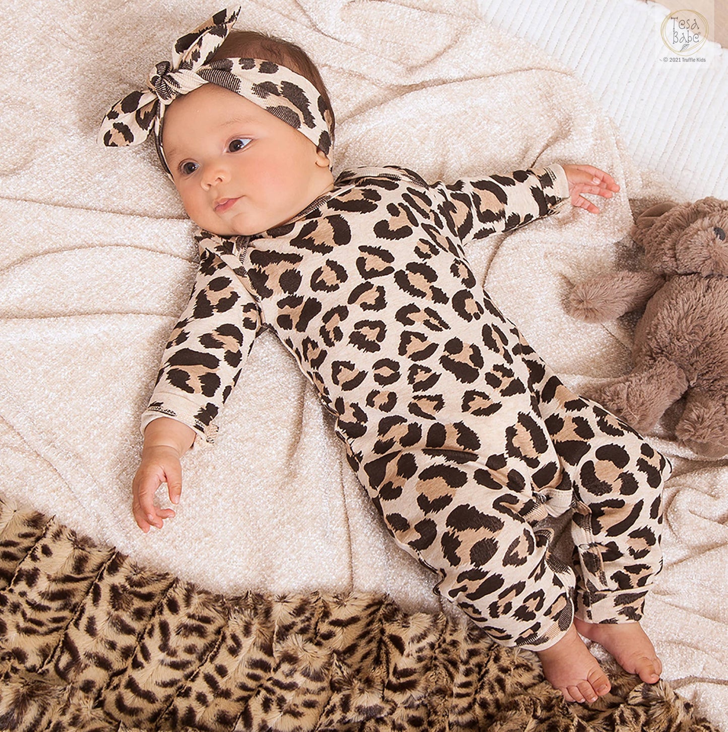 Leopard Baby Romper – Soft 100% Cotton Newborn Girl Outfit