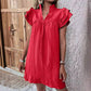 Red Lotus Sleeve V-neck long pullover dress
