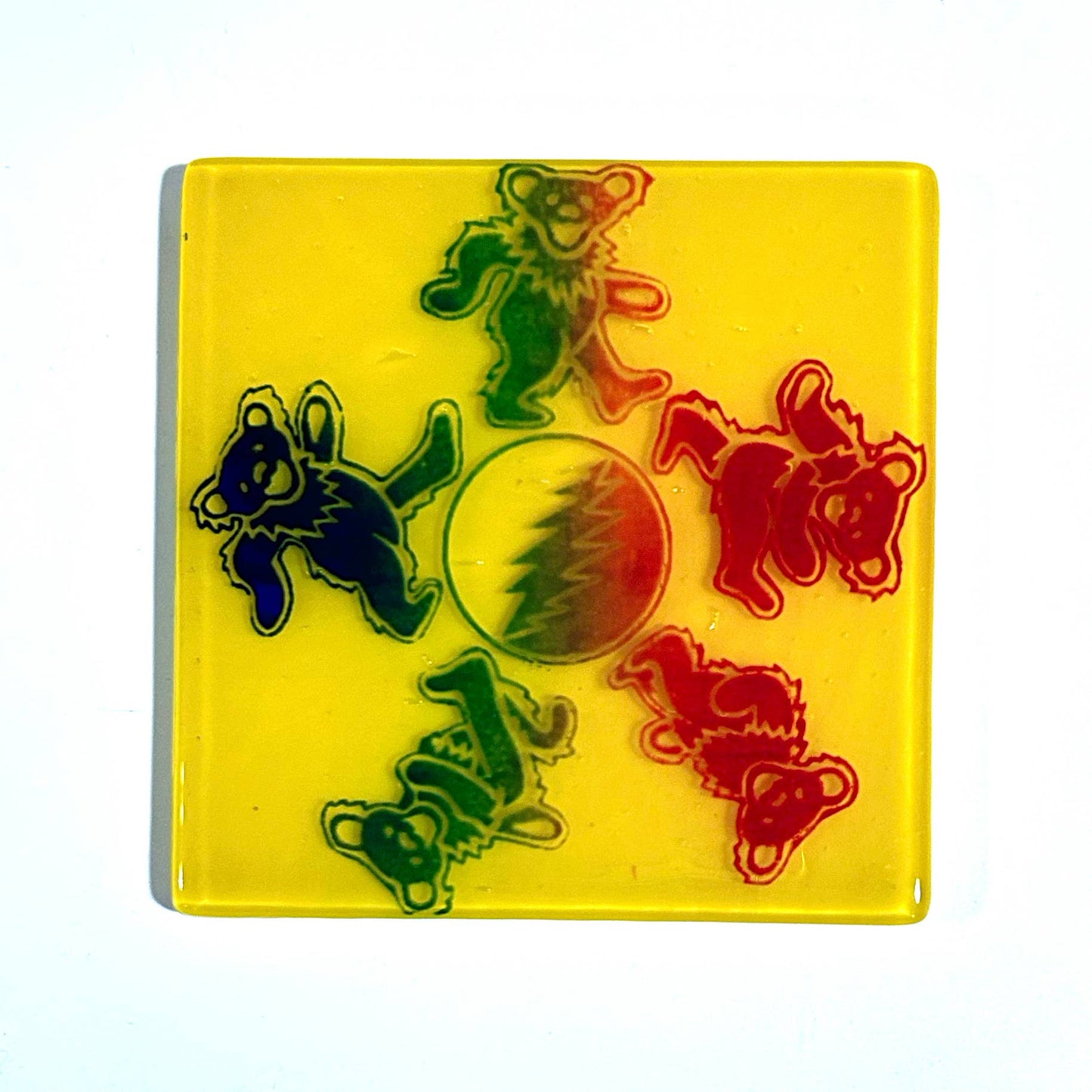 Deadhead Dancing Bears Glass Coaster