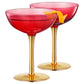 Red & Gold Coupe Deco Glass, Set  2