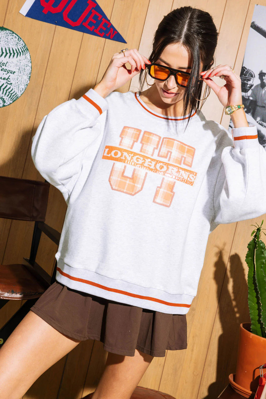 UT Longhorns Plaid Letter Sweatshirt