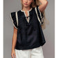 Lace Trim Pintuck Flutter Sleeve Blouse