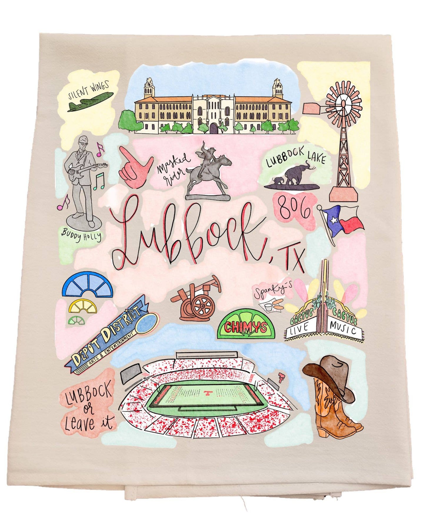 Lubbock City Tea Towel