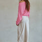 Knit Sweater Boat Neck Long Sleeve Pullover Sweater