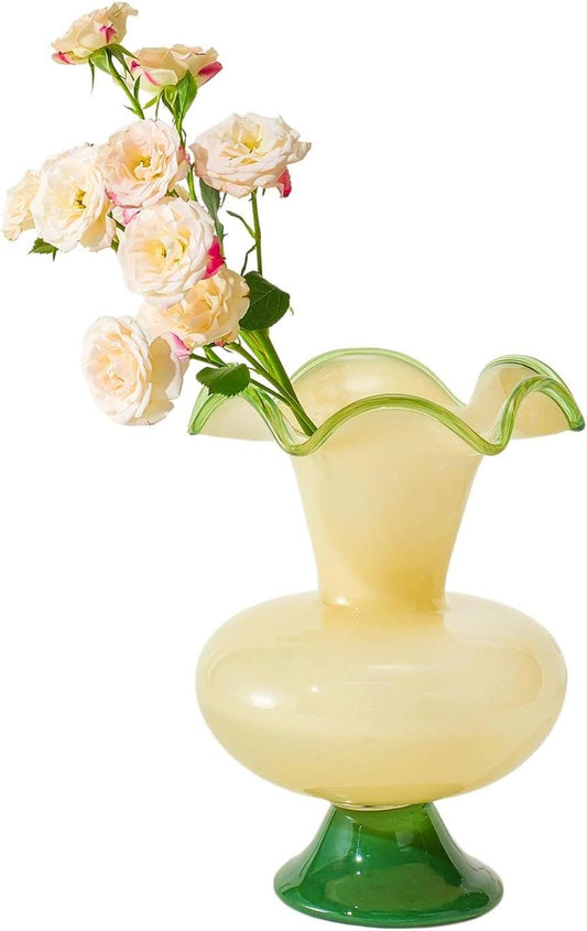 Verdant Bloom Hand-Blown Glass Flower Vase 